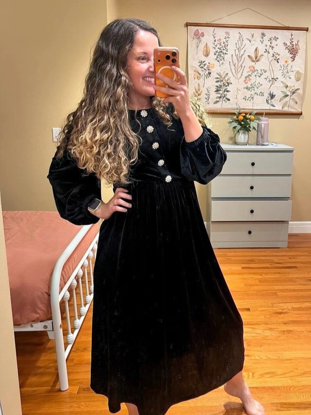 Sugar Lips Black Velvet Midi Dress Size Small NWT
